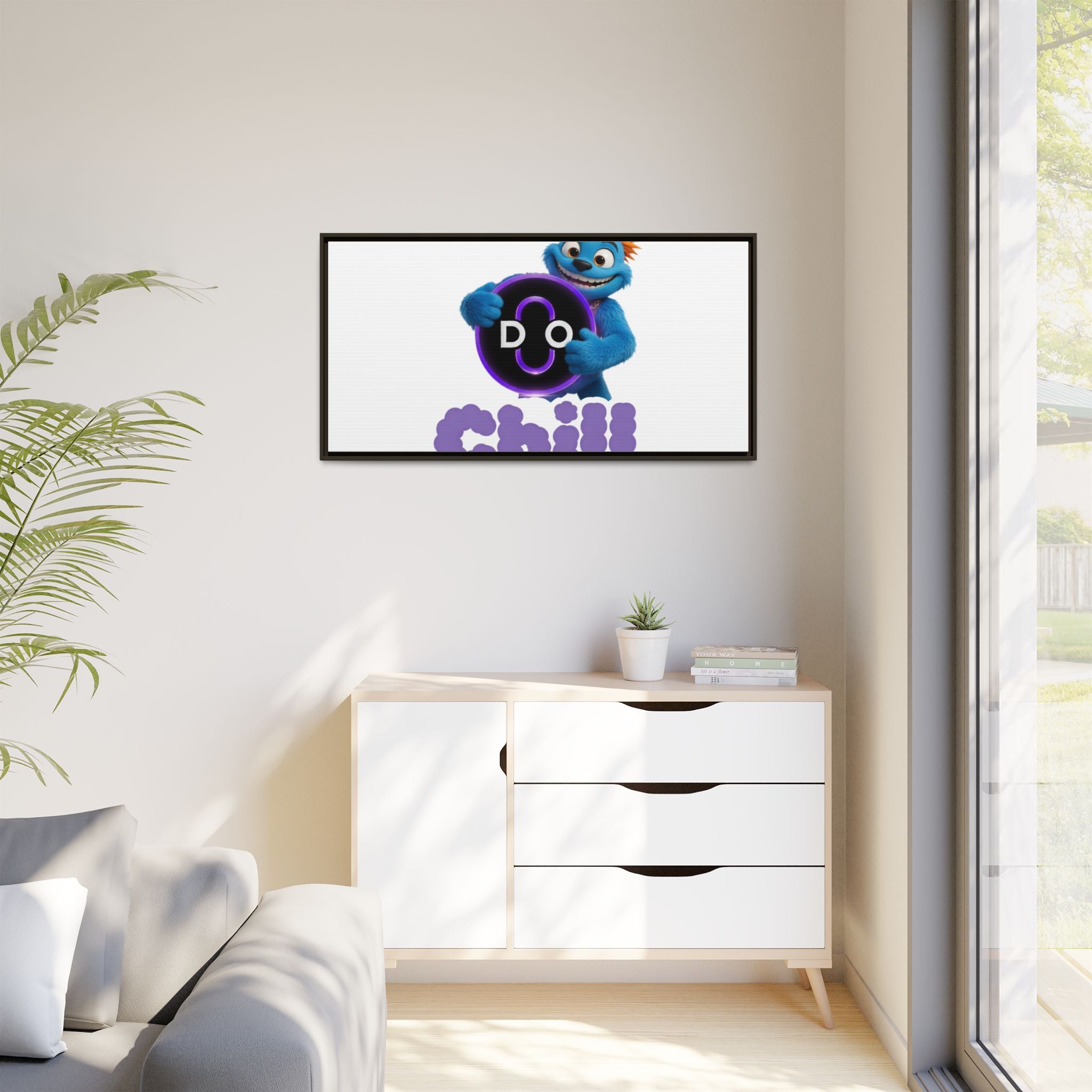 Do Chill Canvas Print — Framed Matte Wall Art (Colorful Cartoon Character)