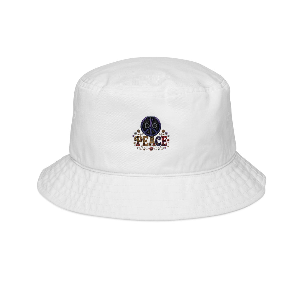 DO Peace Flower Embroidered Bucket Hat