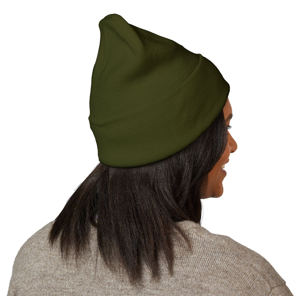 Chill Bear Embroidered Cuffed Beanie — Cozy Winter Knit Hat