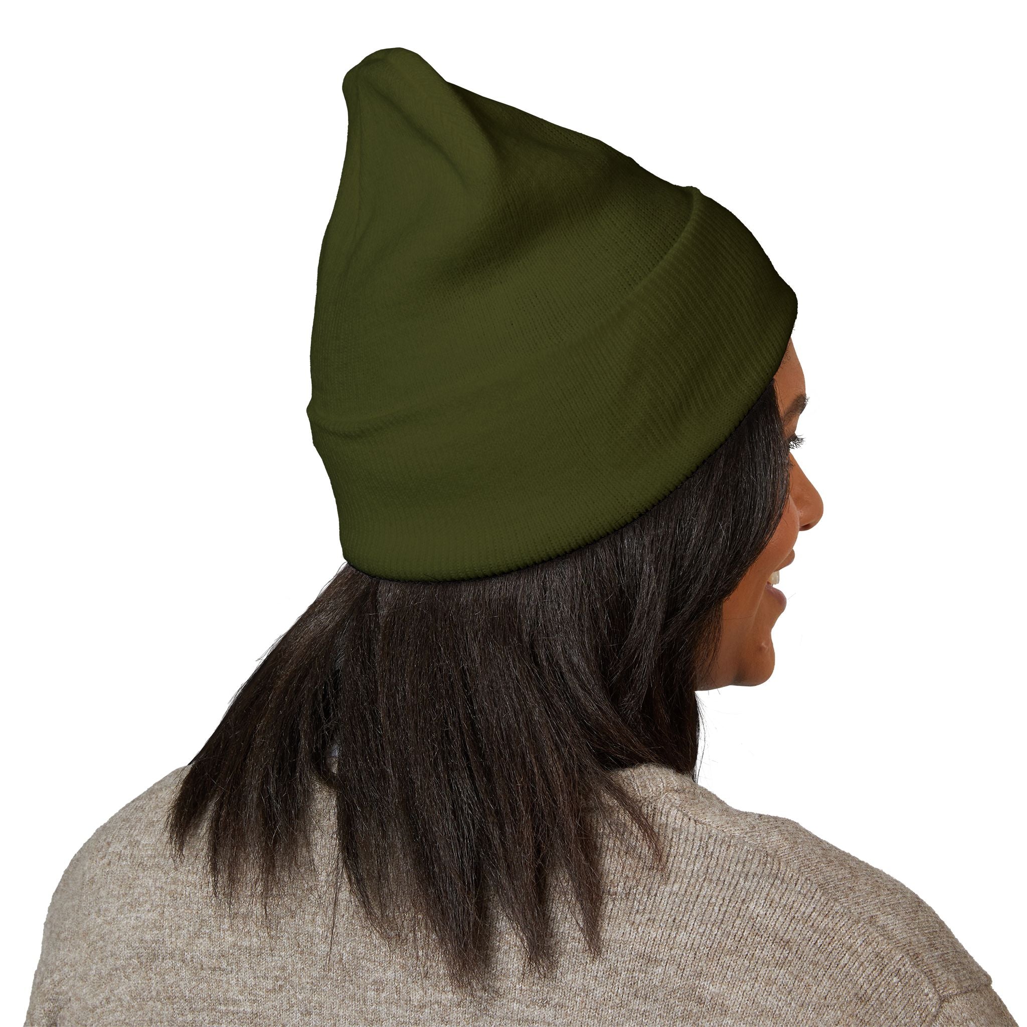 Chill Bear Embroidered Cuffed Beanie — Cozy Winter Knit Hat