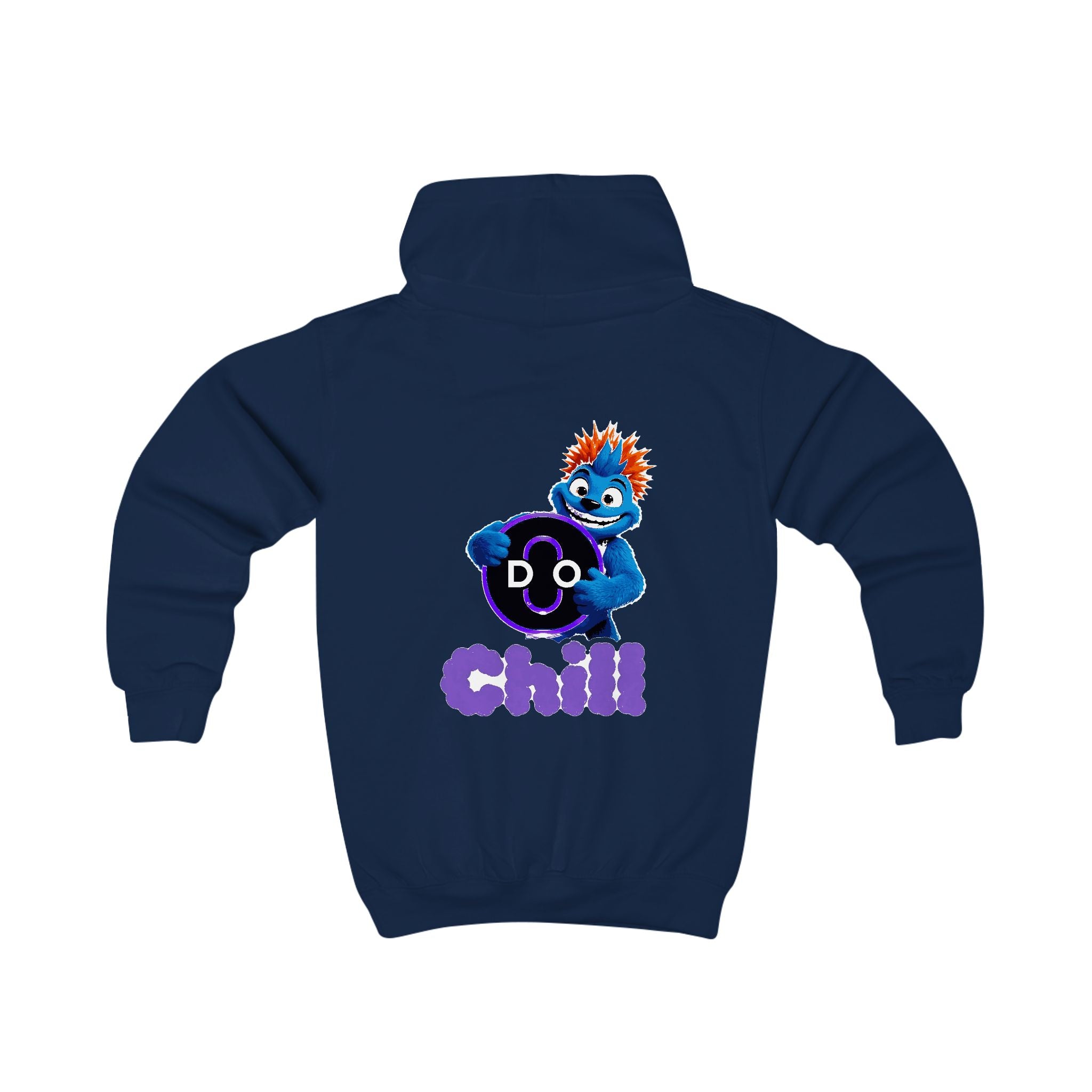 Kids Hoodie — Playful 'Do Chill' Blue Monster Graphic Hooded Sweatshirt