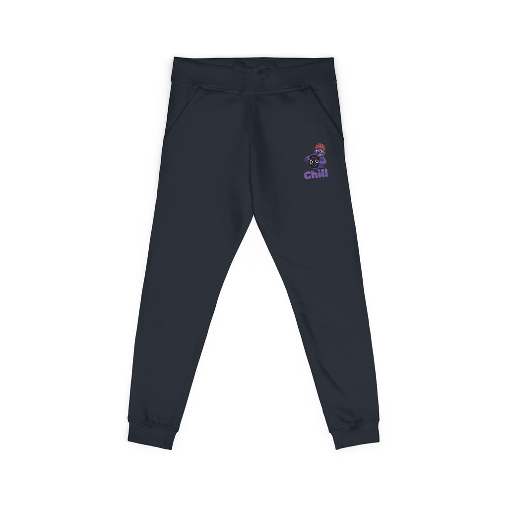 Embroidered DO Chill Monster 'Cozy Vibes' Fleece Sweatpants — Soft White Joggers