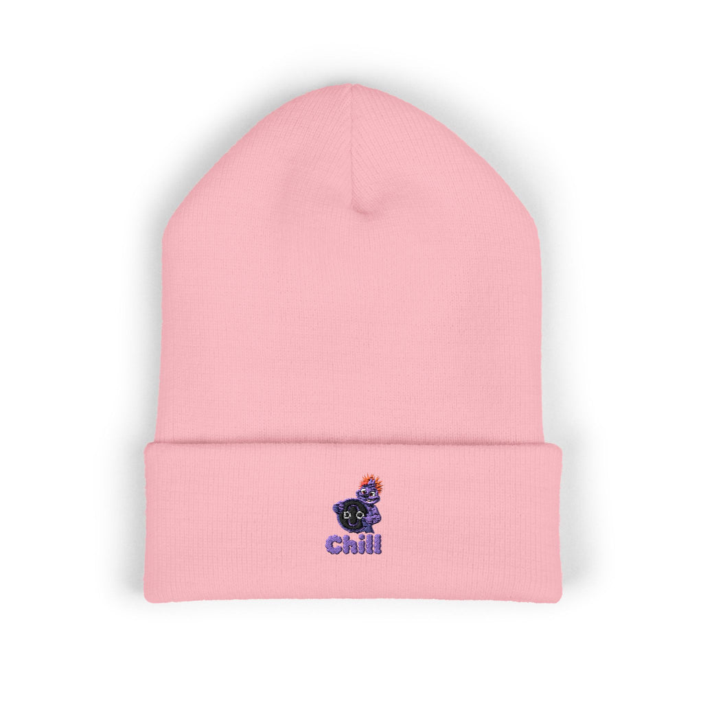 Chill Bear Embroidered Cuffed Beanie — Cozy Winter Knit Hat