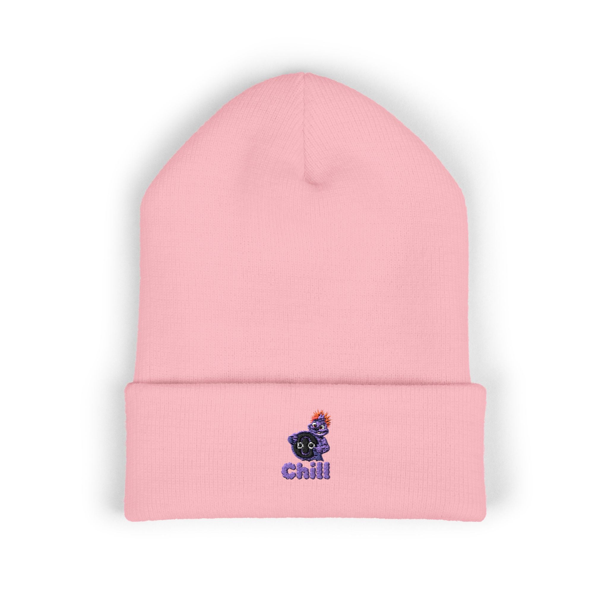 Chill Bear Embroidered Cuffed Beanie — Cozy Winter Knit Hat