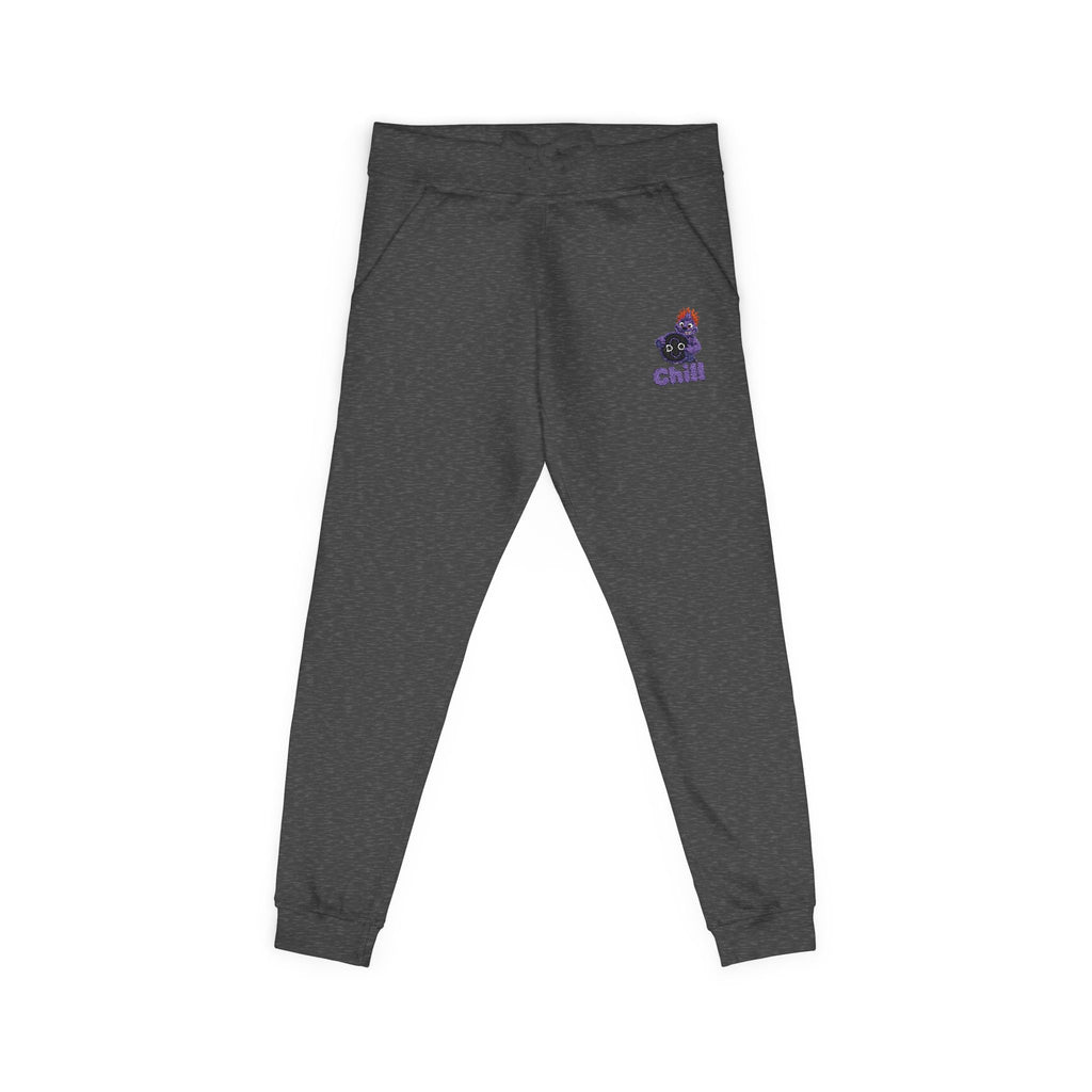 Embroidered DO Chill Monster 'Cozy Vibes' Fleece Sweatpants — Soft White Joggers