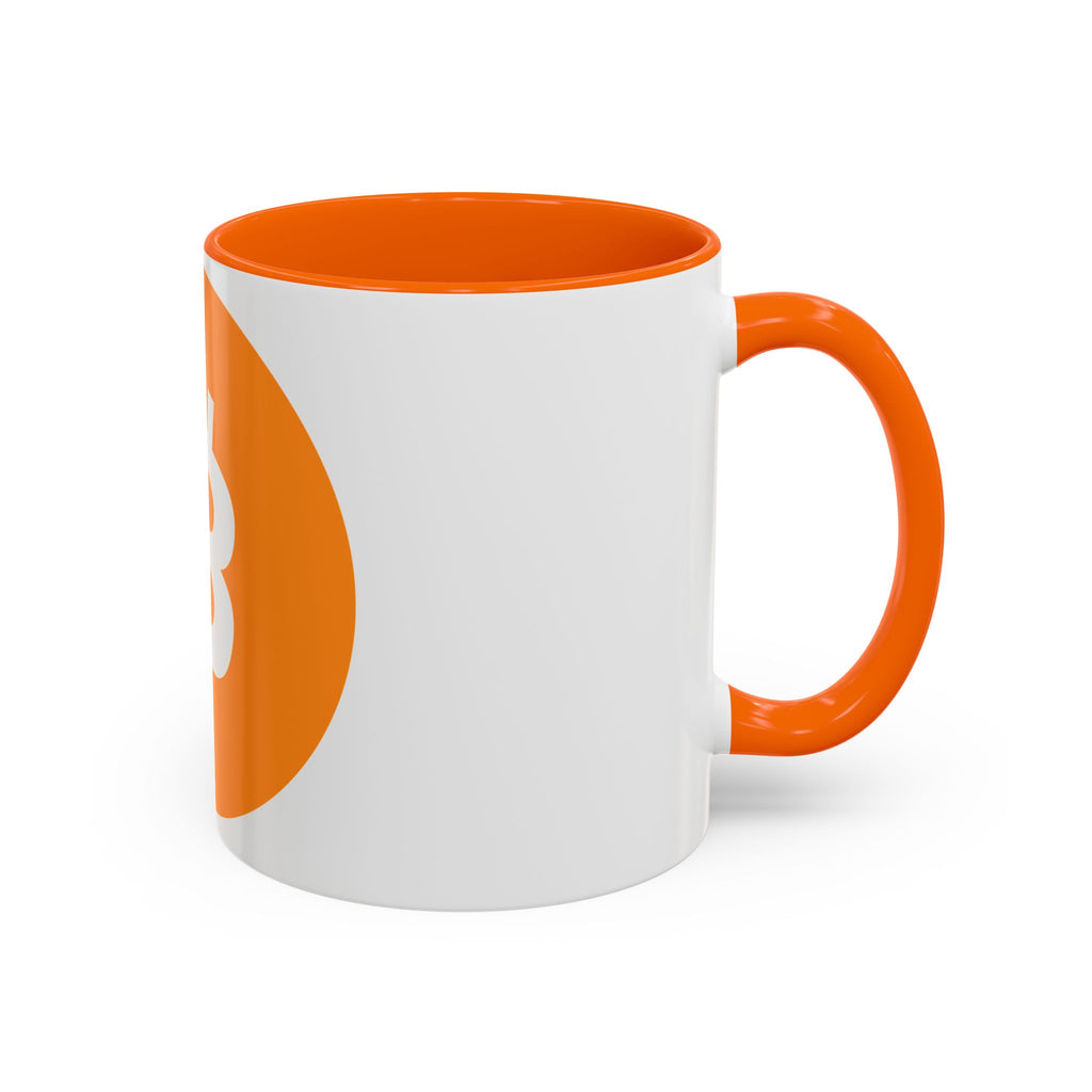 Bitcoin Logo Accent Coffee Mug — Orange Crypto Coffee Mug (11/15oz)