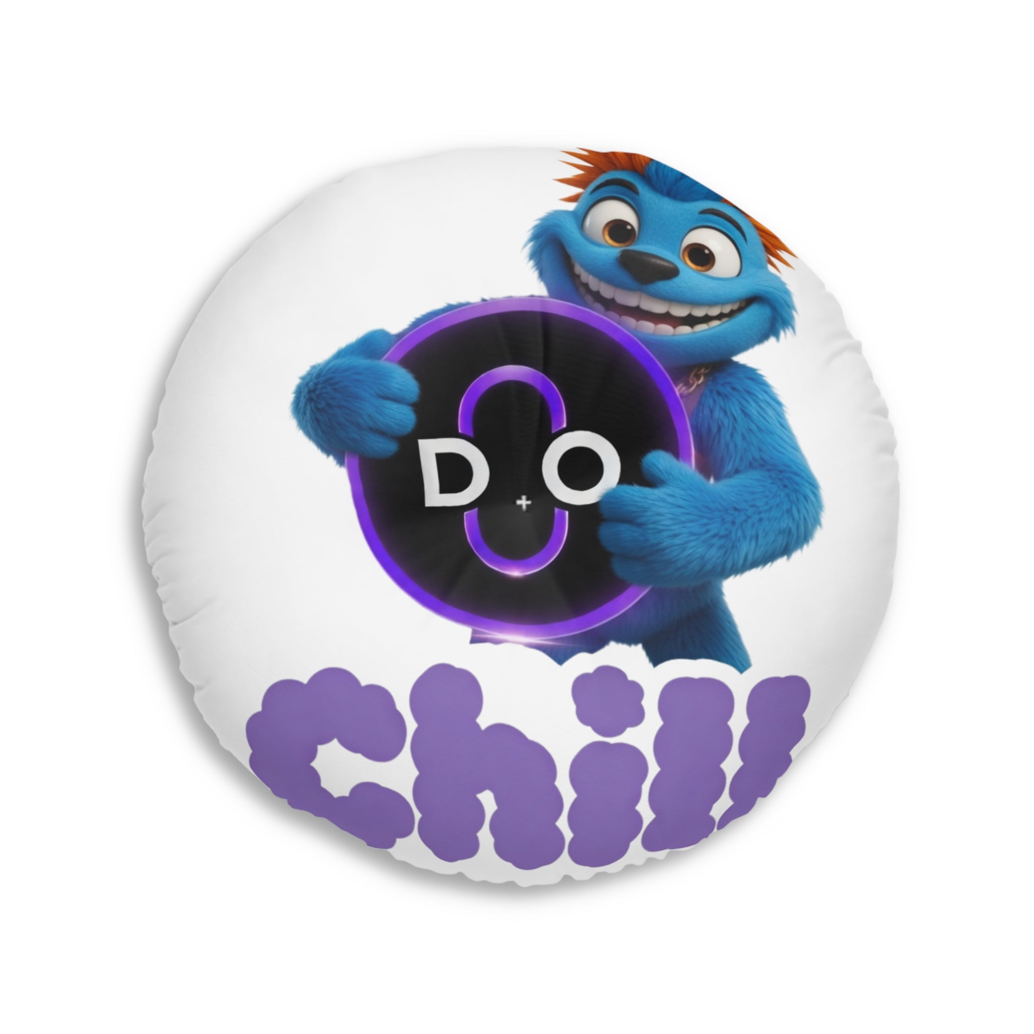 Do Chill Round Floor Pillow — "Do Chill" Blue Monster Cartoon Decorative Cushion