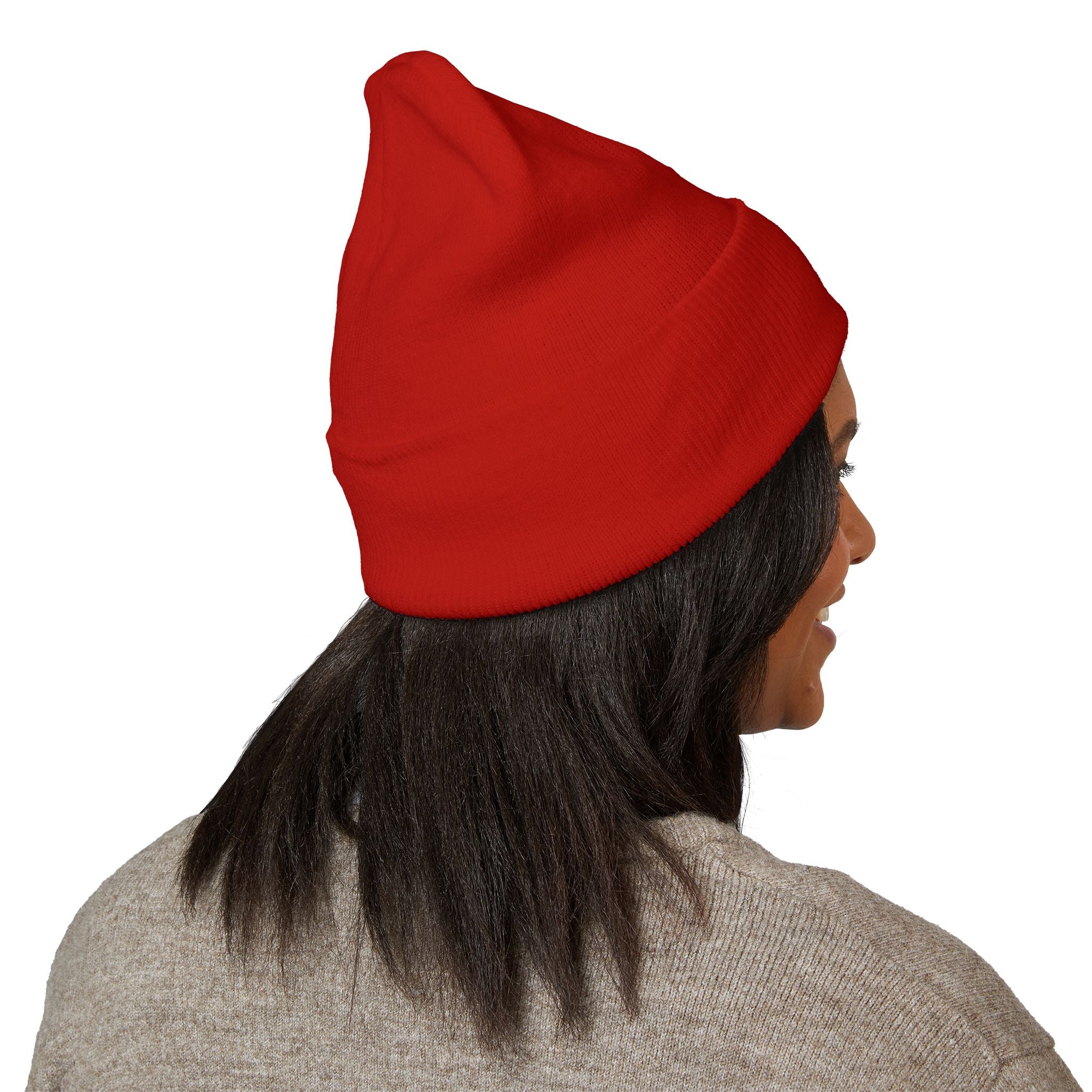 Chill Bear Embroidered Cuffed Beanie — Cozy Winter Knit Hat
