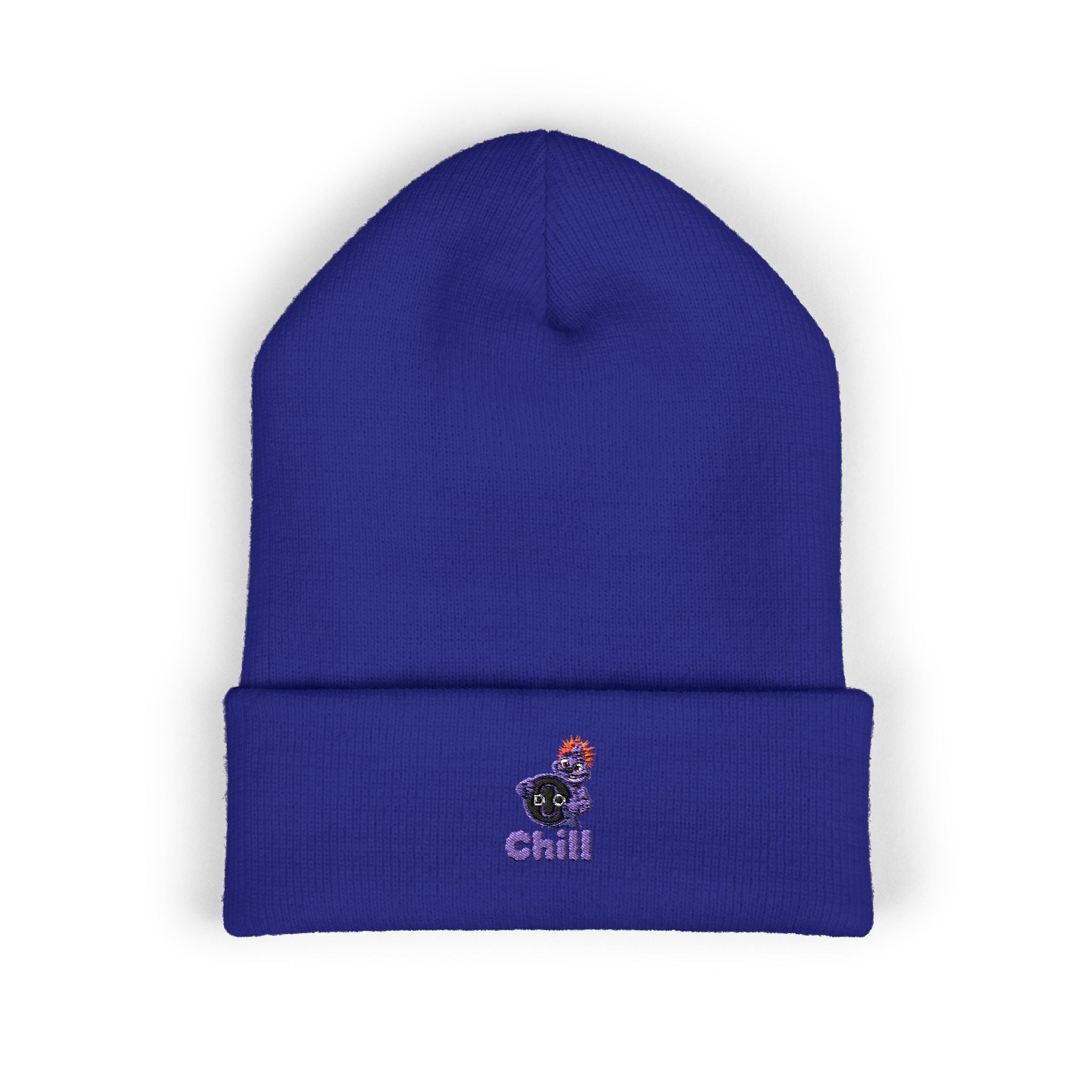 Chill Bear Embroidered Cuffed Beanie — Cozy Winter Knit Hat