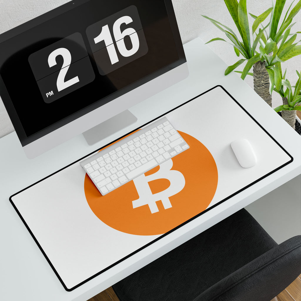 Bitcoin Logo Desk Mat — Large Cryptocurrency Mousepad
