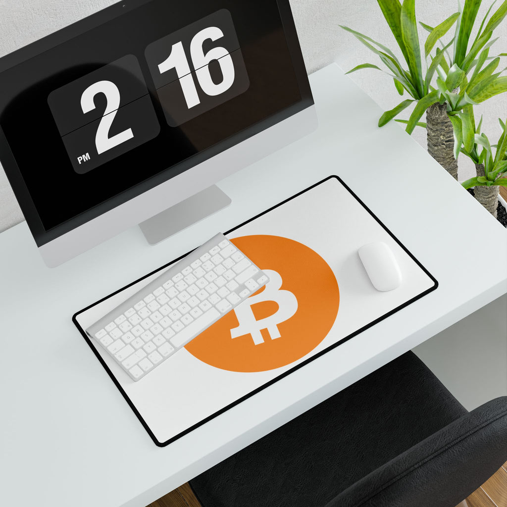 Bitcoin Logo Desk Mat — Large Cryptocurrency Mousepad