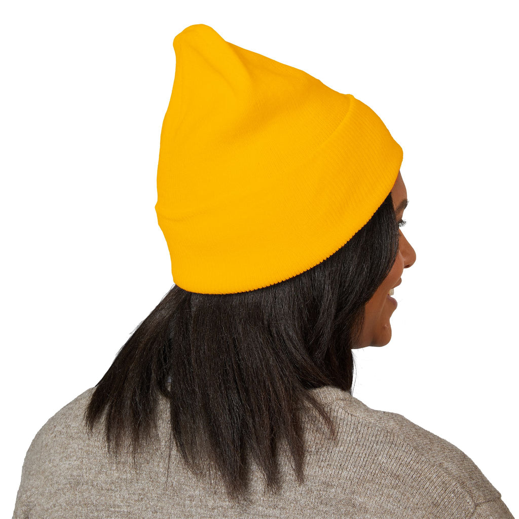 Chill Bear Embroidered Cuffed Beanie — Cozy Winter Knit Hat