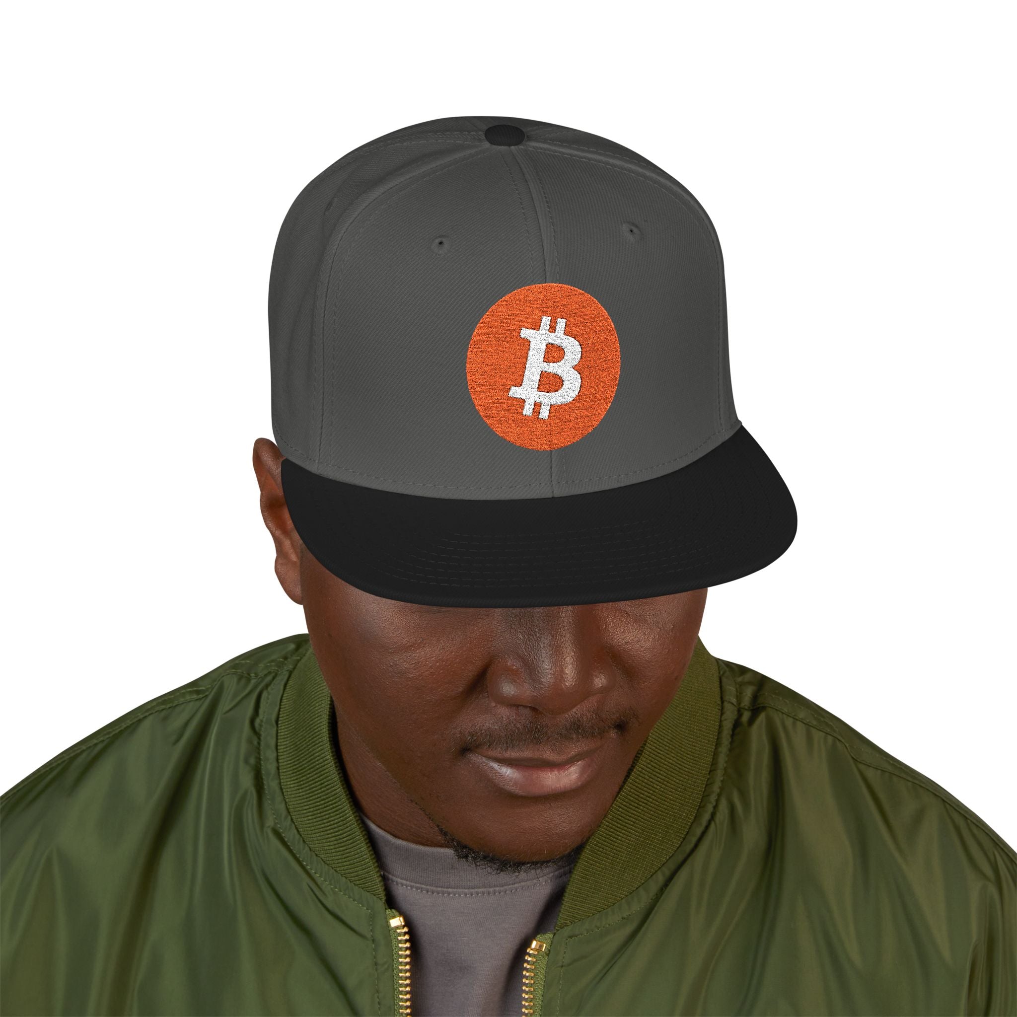 Bitcoin Embroidered Snapback Hat – Crypto Logo Streetwear