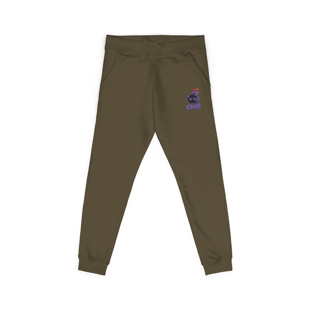 Embroidered DO Chill Monster 'Cozy Vibes' Fleece Sweatpants — Soft White Joggers