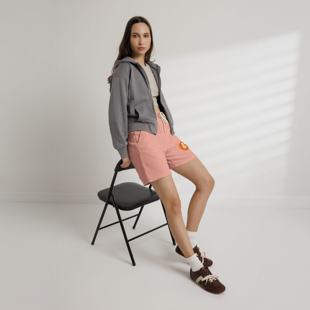 Bitcoin Logo Fleece Sweat Shorts — Lightweight Garment-Dyed Crypto Lounge Shorts