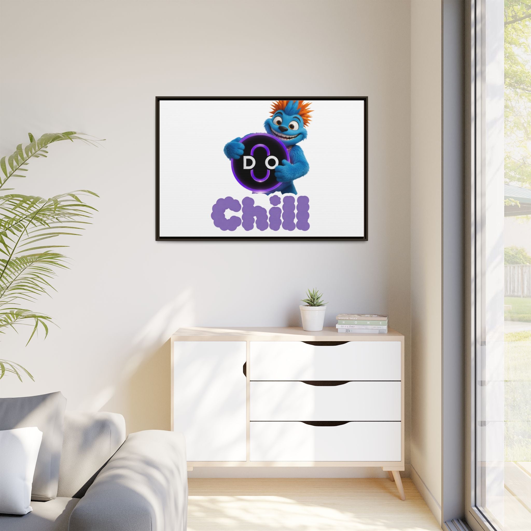 Do Chill Canvas Print — Framed Matte Wall Art (Colorful Cartoon Character)