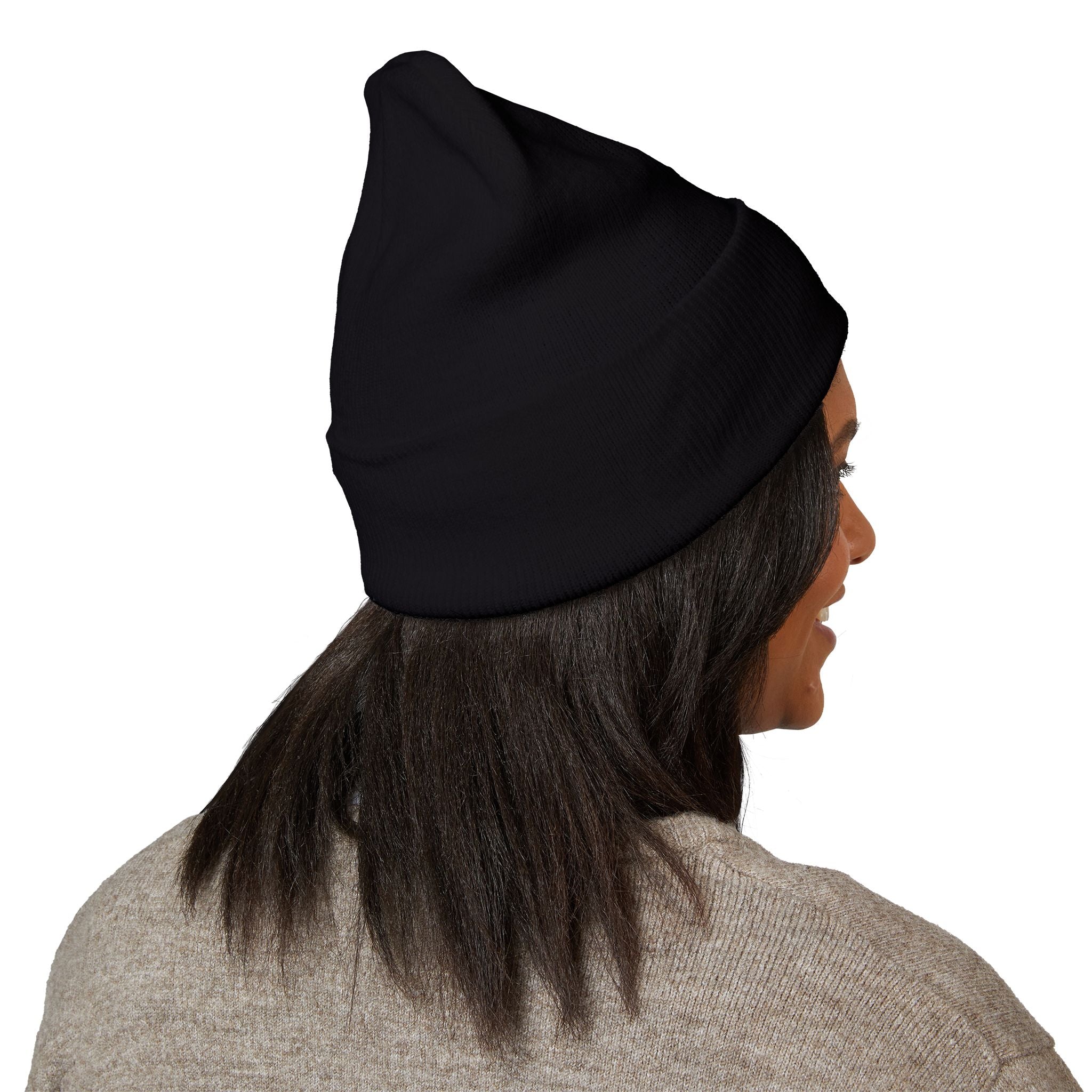 Chill Bear Embroidered Cuffed Beanie — Cozy Winter Knit Hat