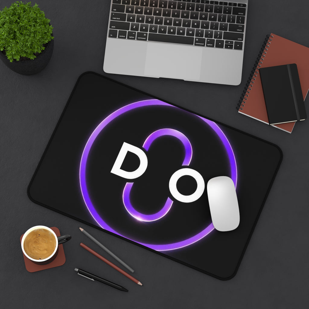 Neon DO Logo Desk Mat — Black Gaming/Workstation Mouse Pad