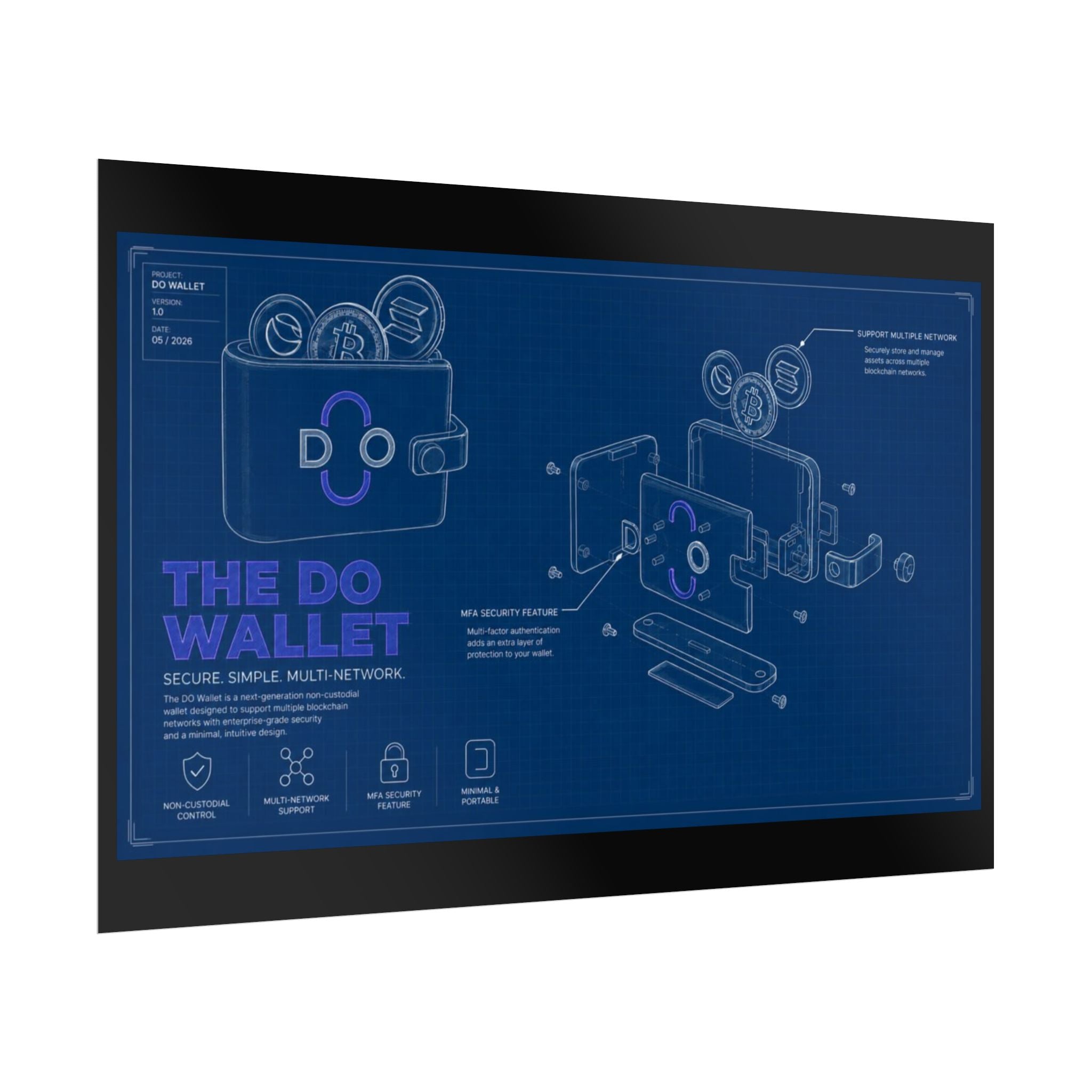Rolled Poster — 'The DO Wallet' Blueprint Tech Wall Art