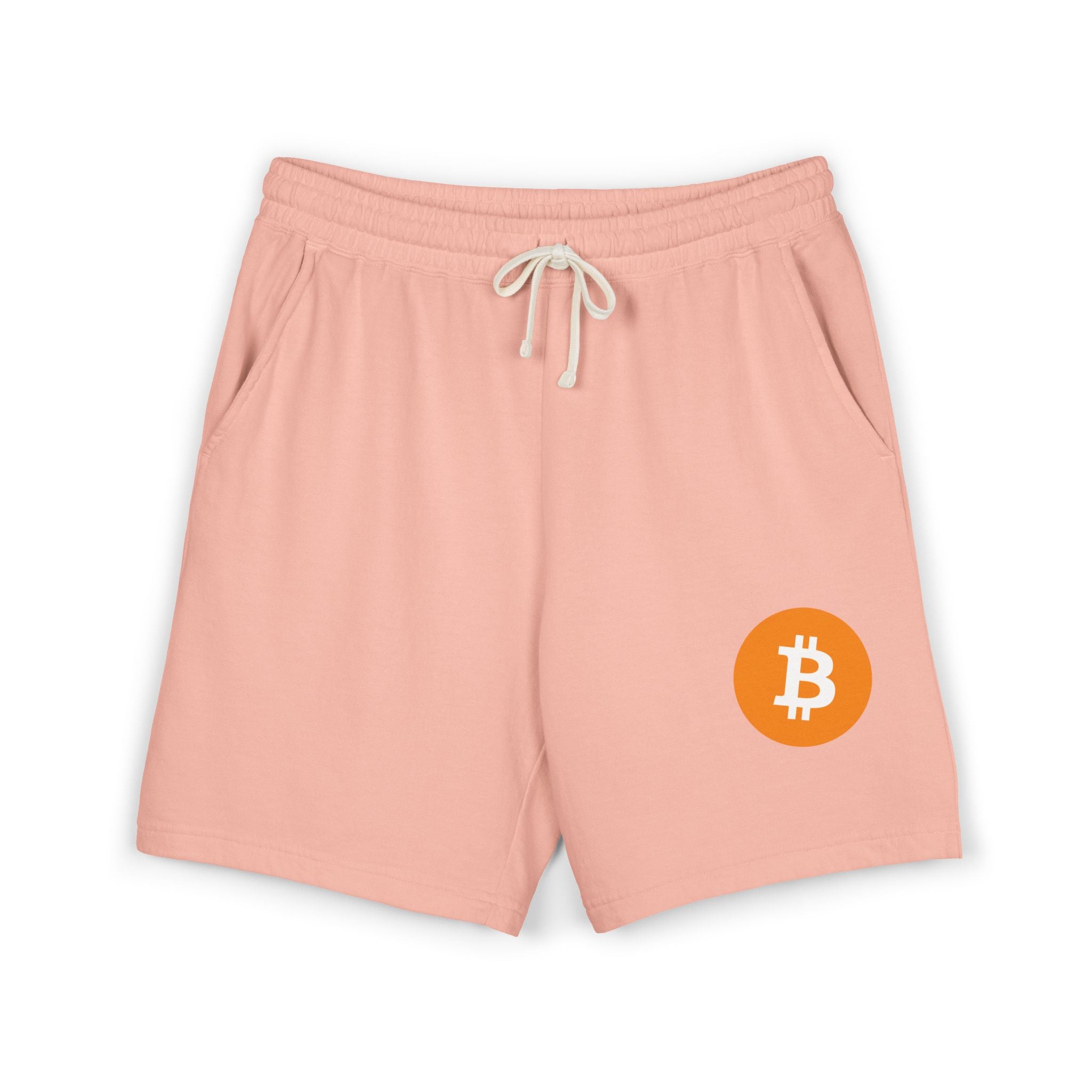 Bitcoin Logo Fleece Sweat Shorts — Lightweight Garment-Dyed Crypto Lounge Shorts