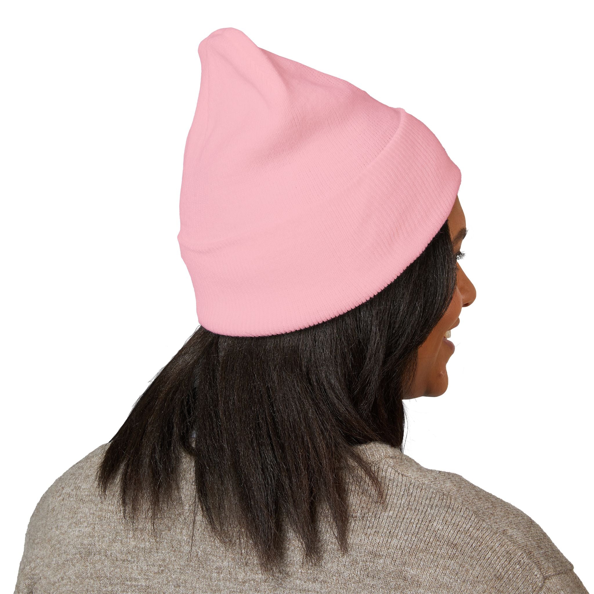 Chill Bear Embroidered Cuffed Beanie — Cozy Winter Knit Hat