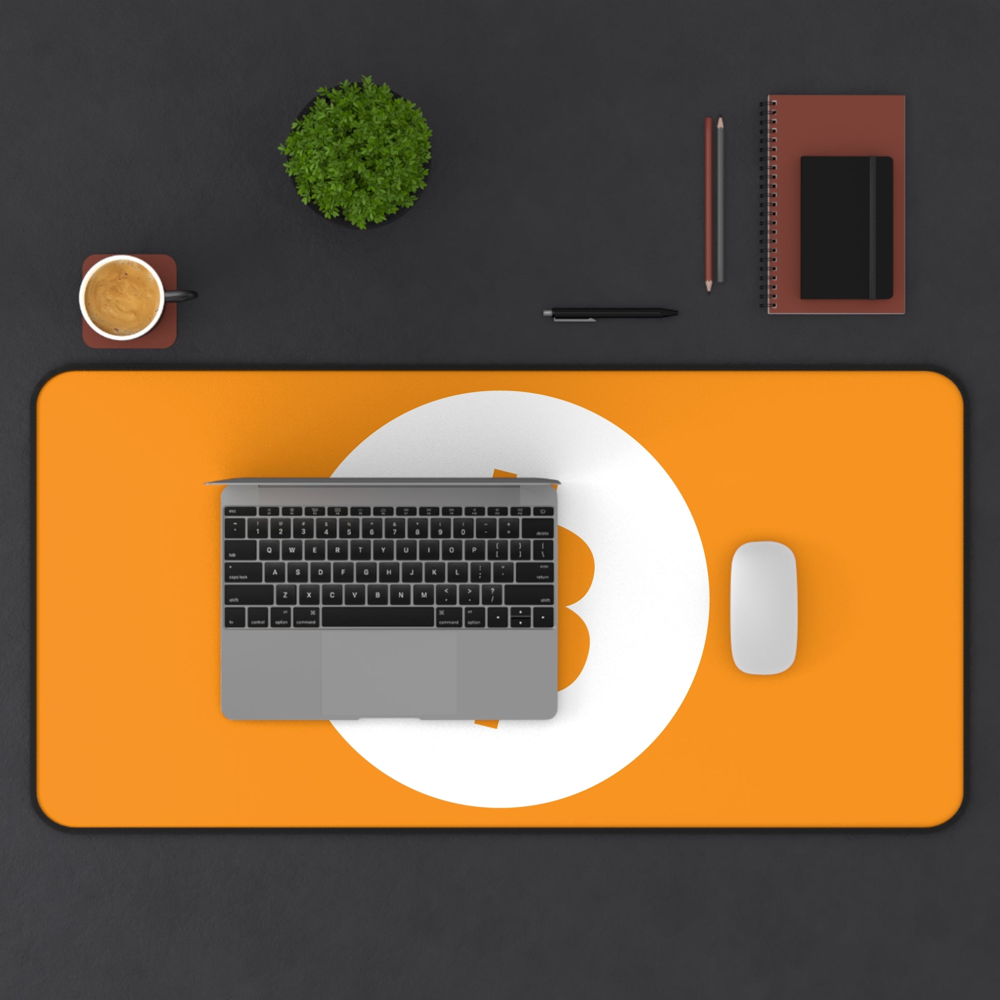 Bitcoin Logo Desk Mat — Orange Crypto Mousepad for Traders & Gamers