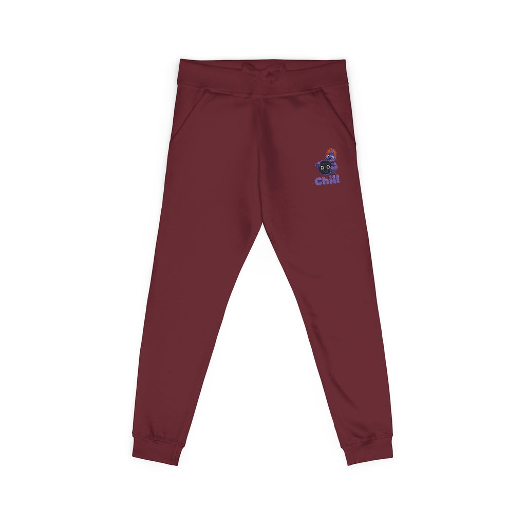 Embroidered DO Chill Monster 'Cozy Vibes' Fleece Sweatpants — Soft White Joggers