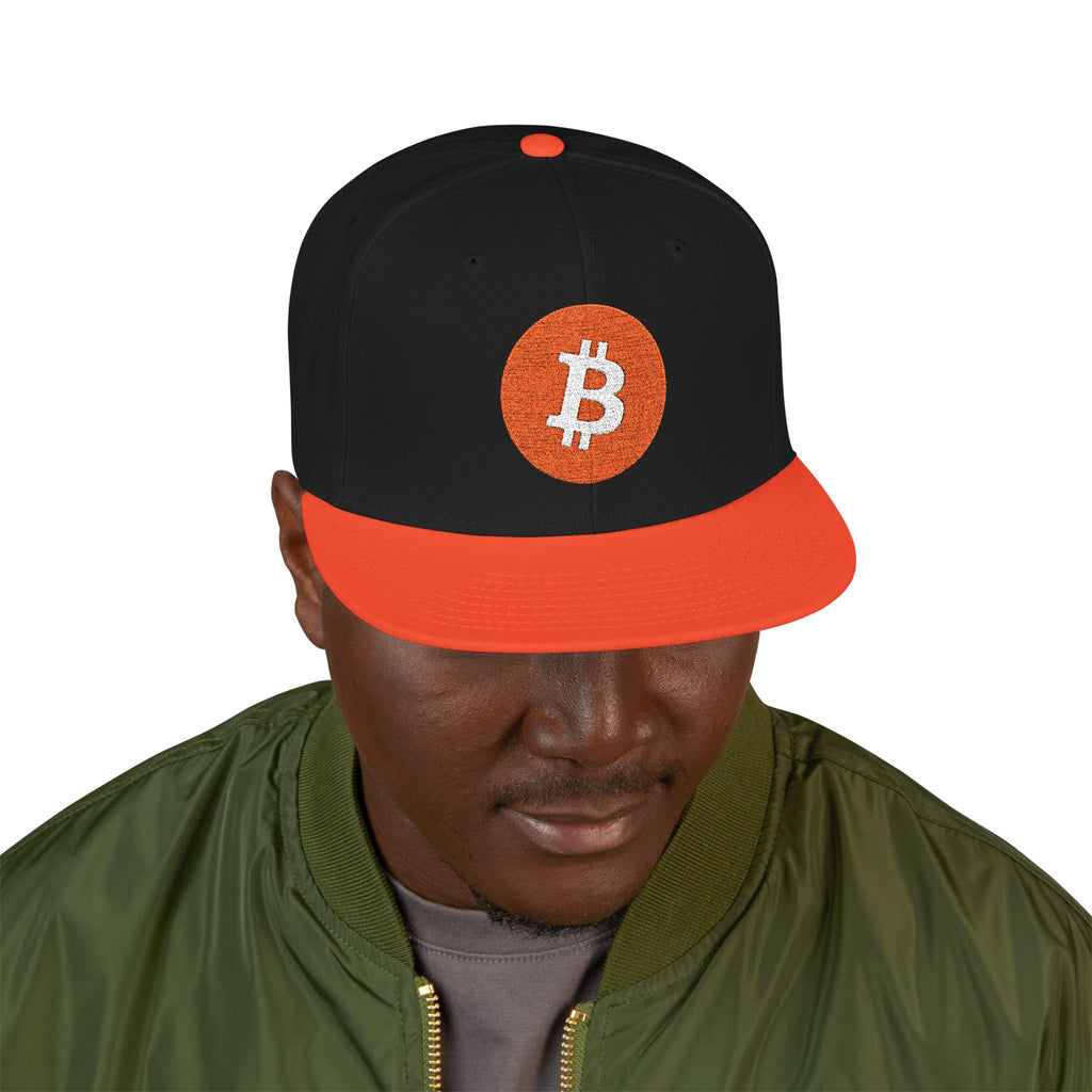 Bitcoin Embroidered Snapback Hat – Crypto Logo Streetwear