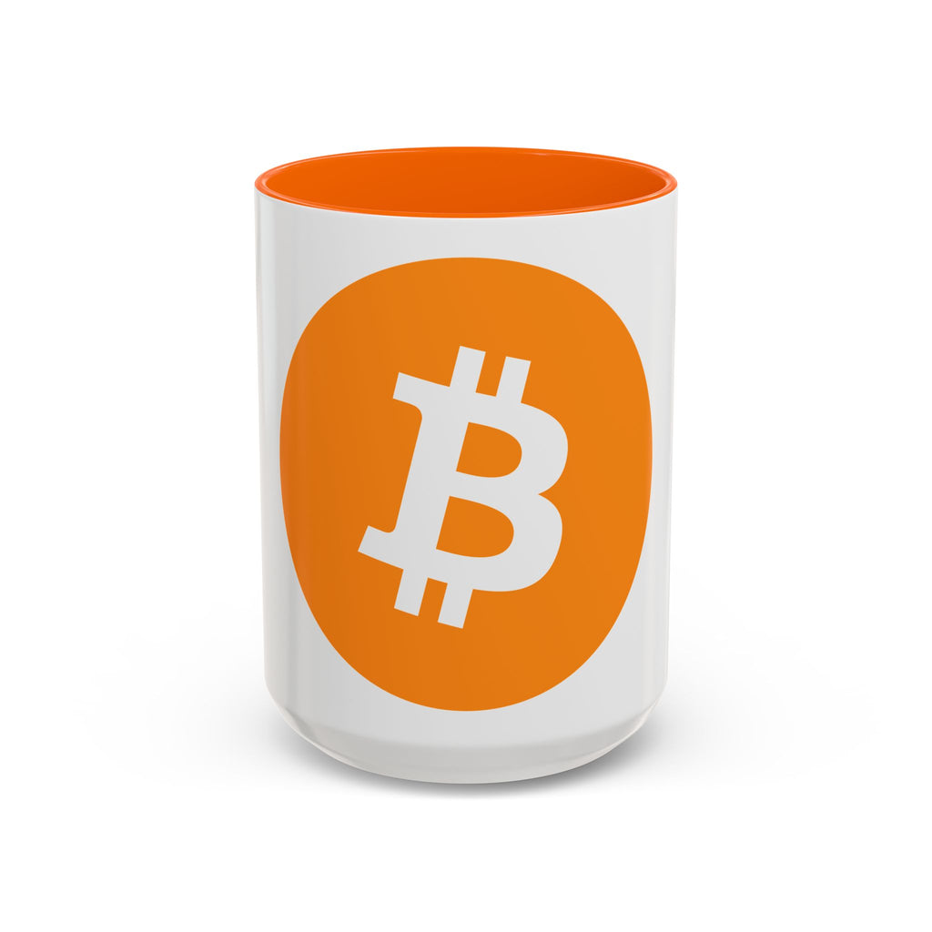 Bitcoin Logo Accent Coffee Mug — Orange Crypto Coffee Mug (11/15oz)