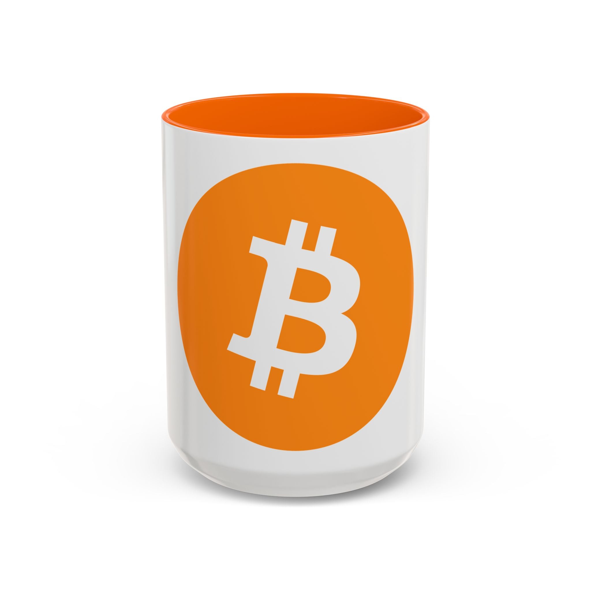 Bitcoin Logo Accent Coffee Mug — Orange Crypto Coffee Mug (11/15oz)