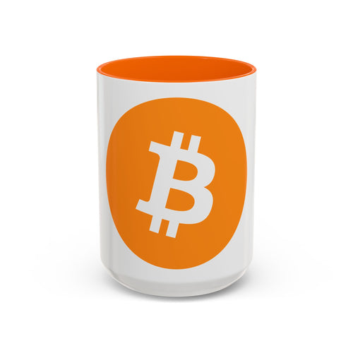 Bitcoin Logo Accent Coffee Mug — Orange Crypto Coffee Mug (11/15oz)