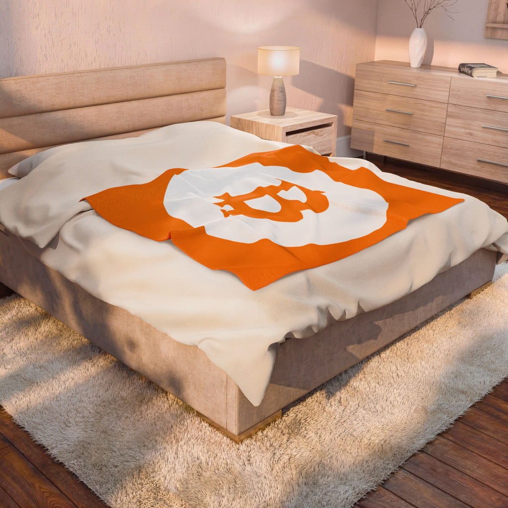 Bitcoin Logo Velveteen Plush Blanket — Cozy Crypto Throw for Bitcoin Enthusiasts