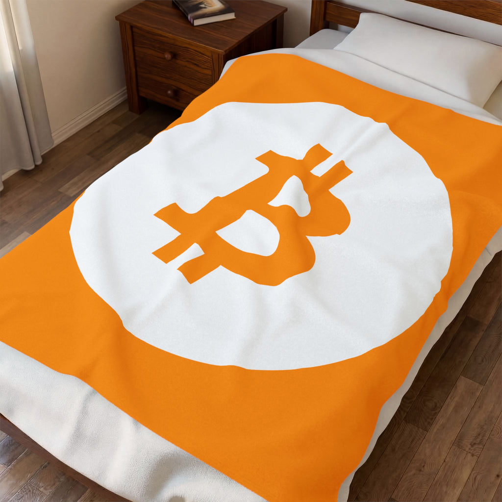 Bitcoin Logo Velveteen Plush Blanket — Cozy Crypto Throw for Bitcoin Enthusiasts