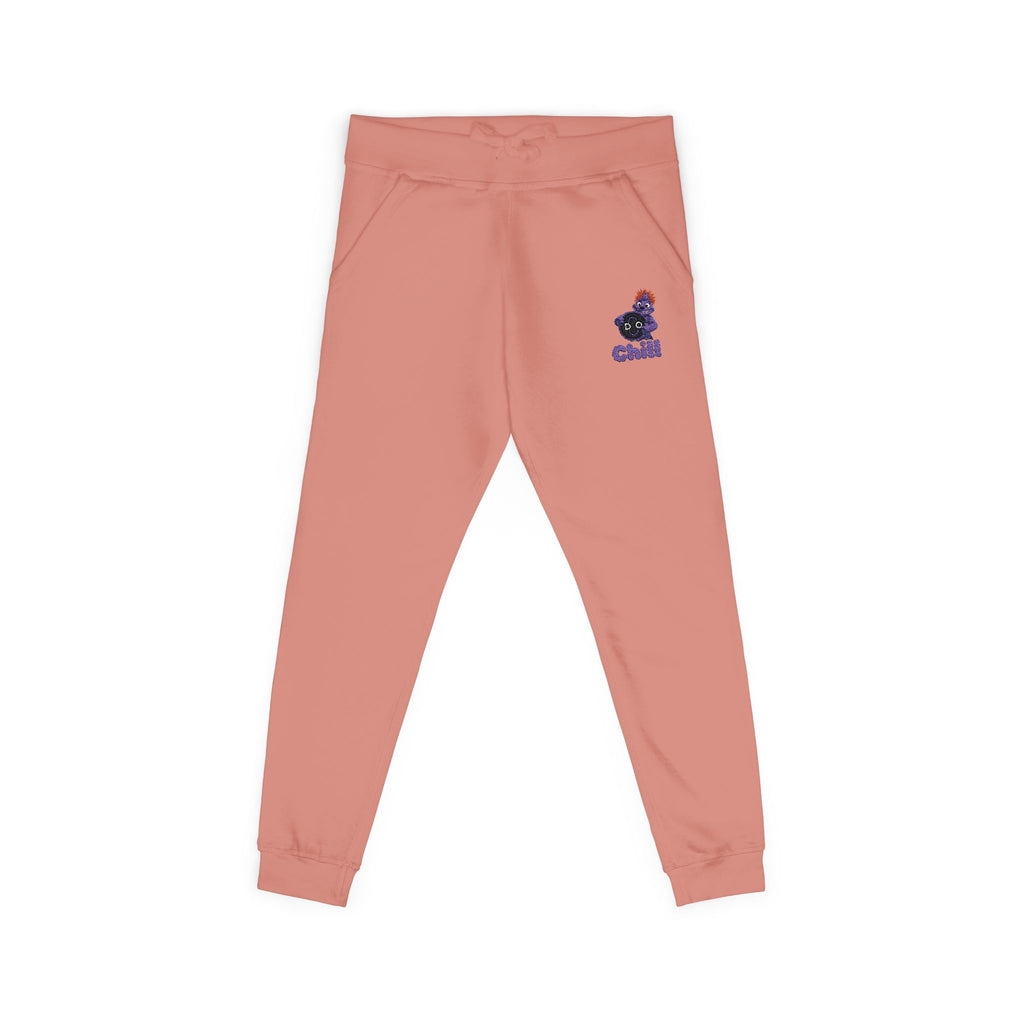 Embroidered DO Chill Monster 'Cozy Vibes' Fleece Sweatpants — Soft White Joggers