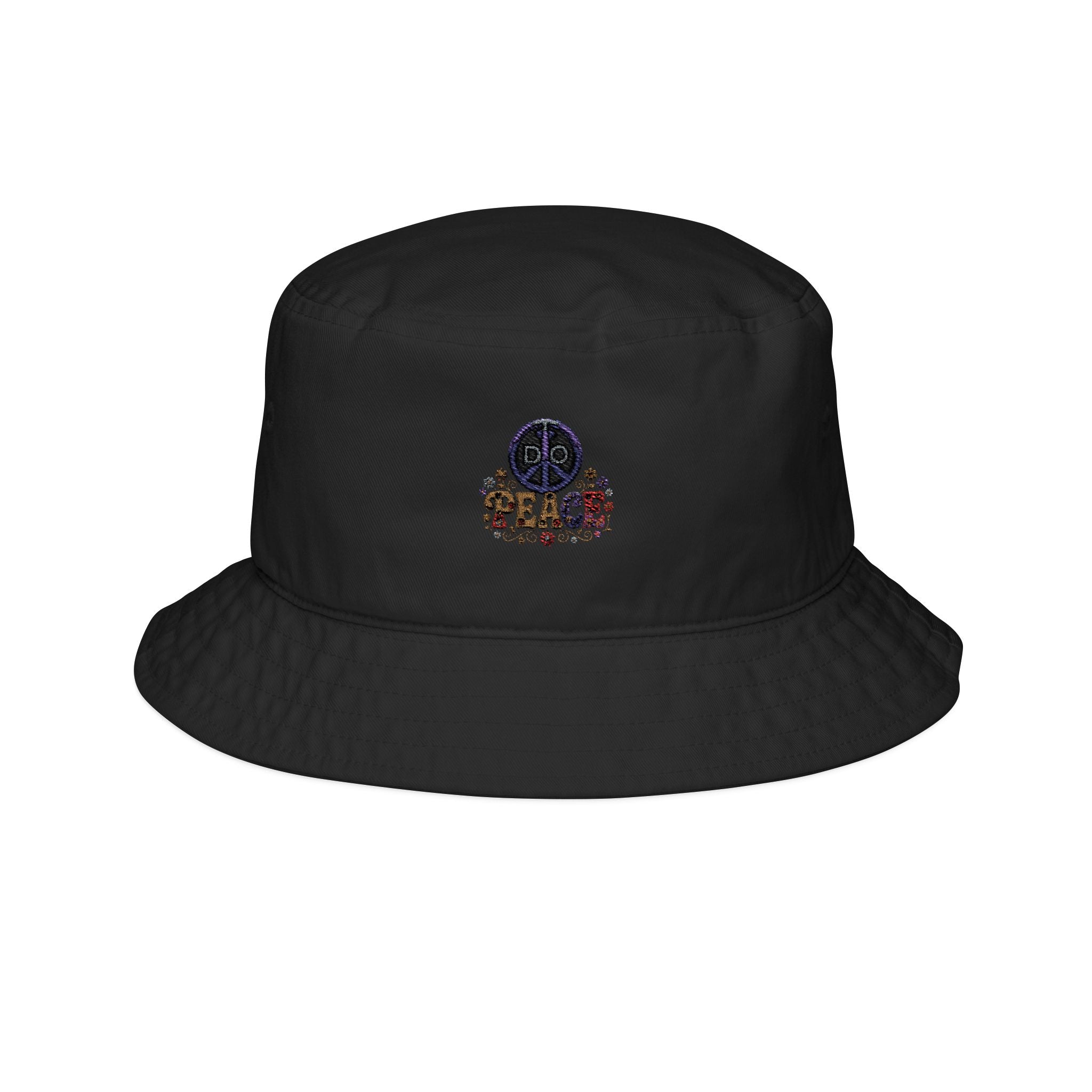 DO Peace Flower Embroidered Bucket Hat