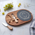 Engraved Acacia DO Charcuterie Board with Slate Insert & Cheese Tools