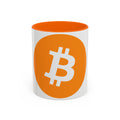 Bitcoin Logo Accent Coffee Mug — Orange Crypto Coffee Mug (11/15oz)