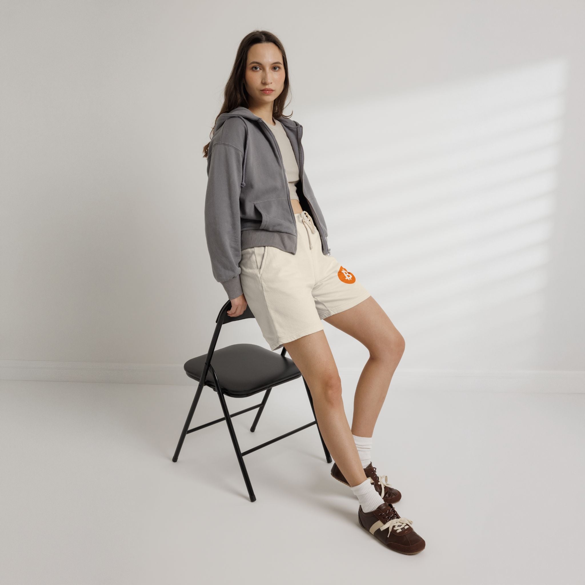 Bitcoin Logo Fleece Sweat Shorts — Lightweight Garment-Dyed Crypto Lounge Shorts